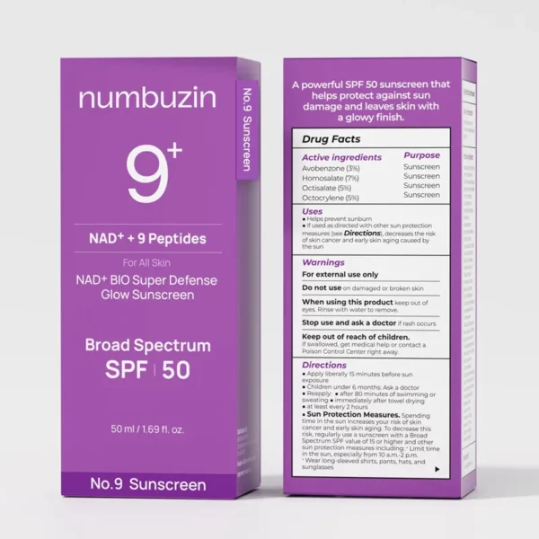 كرم ضدآفتاب بي رنگ دست،صورت،دورچشم نامبوزین مدل No.9 حجم 50ml - Image 2