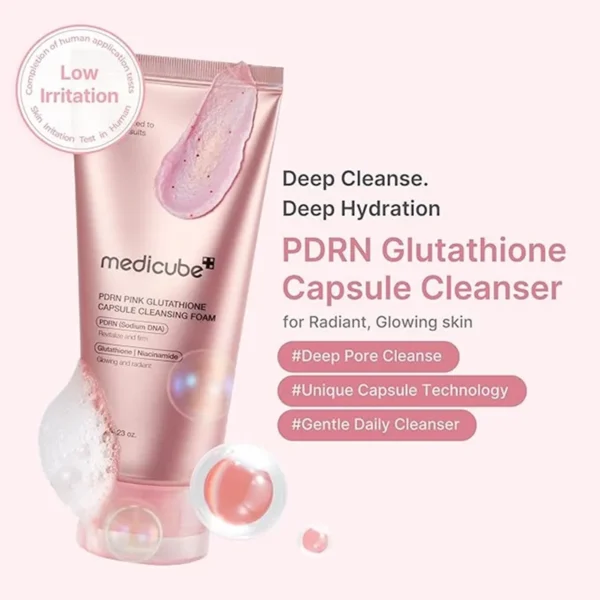 فوم پاک کننده کپسولی گلوتاتیون PDRN PINK مدی کیوب 120 میل - Image 2
